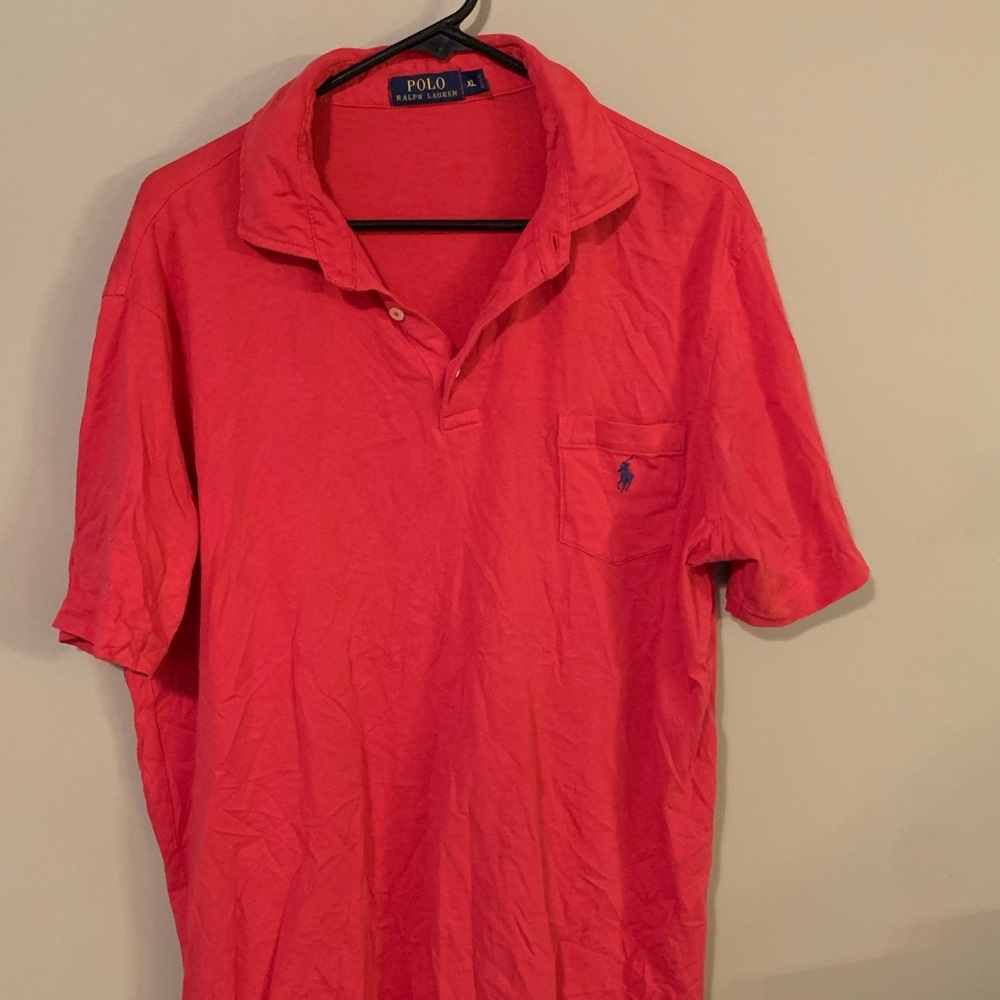 Men’s red Ralph Lauren polo shirt